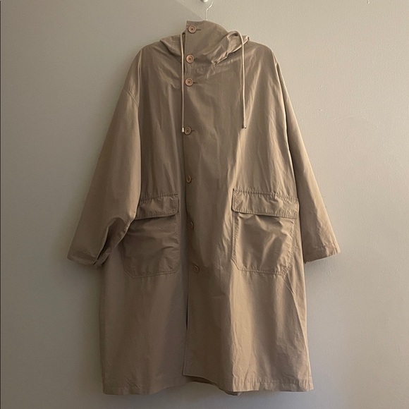 Frankie Shop Jackets & Blazers - Frankie Shop Beige Hooded Button Front Oversized Parka